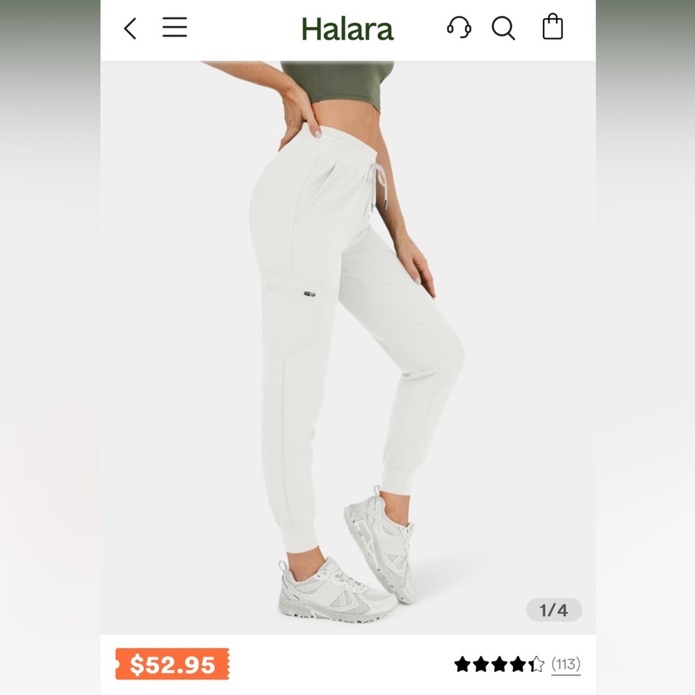 Halara High Waisted Drawstring Side Zip Pocket Cargo Joggers